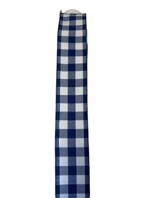 Navy and White Checks Ribbon 1.5 x 10Y