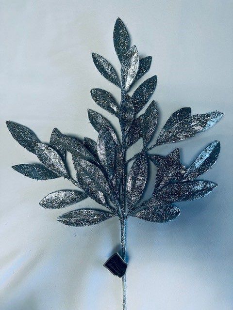 20.5&quot; Glittered  Bay leaf Spray in gold and silver