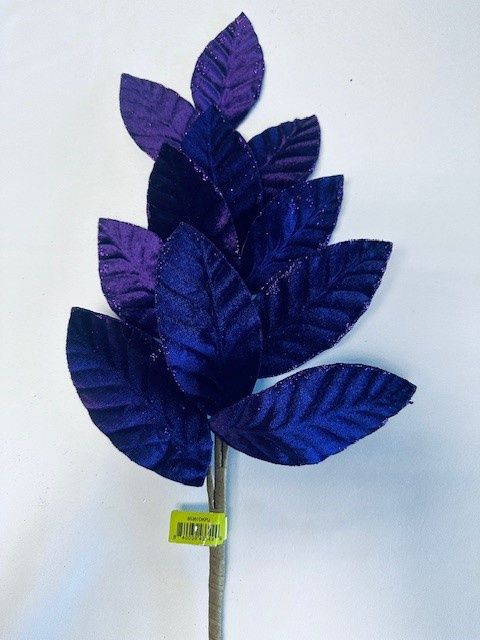 Velvet Magnolia Leaf Spray in Dark Purple