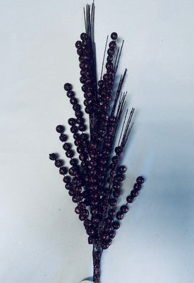 Glitter Sequin Grass Spray Burgundy