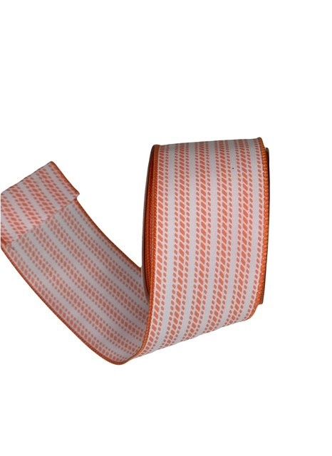 Ribbon  Vertical  Stripe White Coral 2.5x10