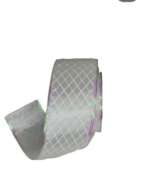 Satin White Glitter Plaid Diagonal #40 10Y