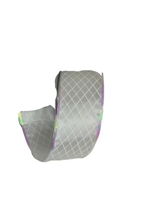 Satin Ivory Glitter Diagonal Plaid #40 10Y