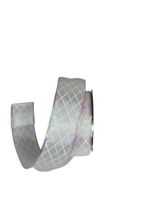 Satin White w Glitter Diagonal Plaid#9 10Y