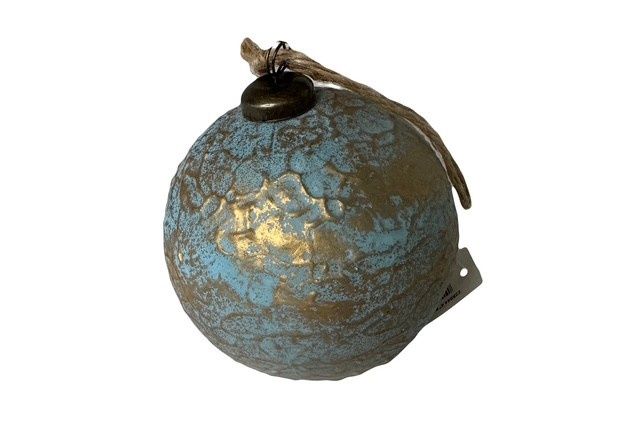 Faux Metallic Ball Ornament Blue 4&quot;