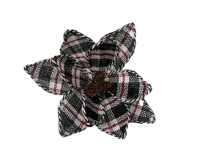 Burlap Plaid Magnolia Stem