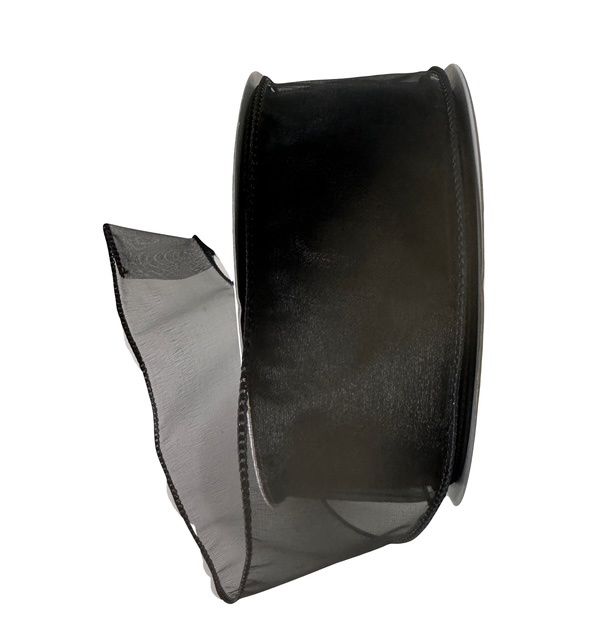 Sheer Black Ribbon 2 1/2&quot; by 50YDS