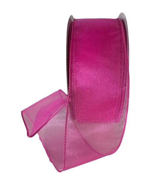Sheer Hot Pink Wired Ribbon 2 1/2&quot; by 50YDS