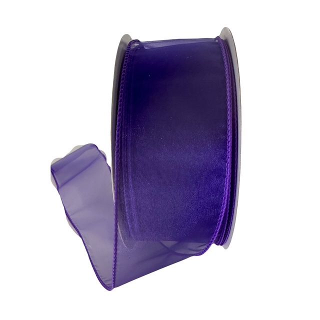 Sheer Purple Wired Ribbon 2 1/2&quot; by 50YDS