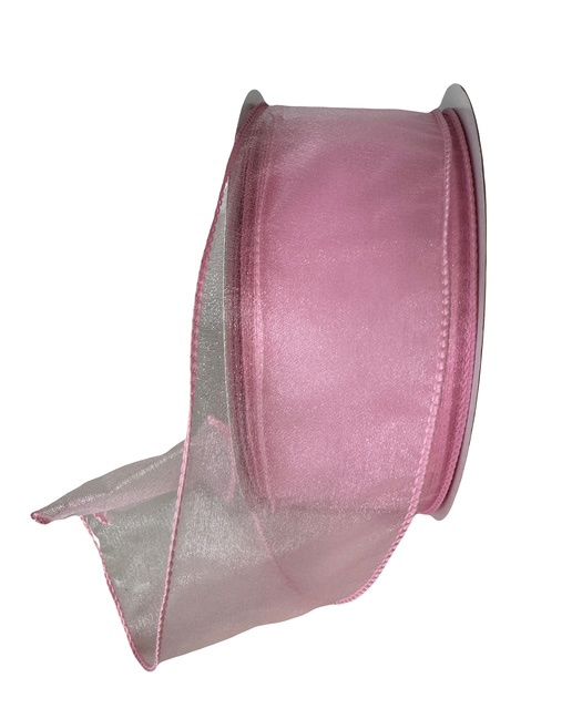Sheer Pink Wired Ribbon 2 1/2&quot; by 50YDS