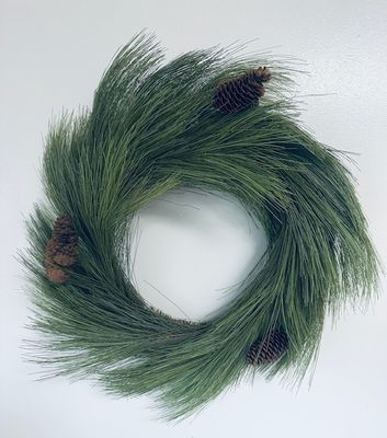 24" Cascade Pine Wreath w pinecones