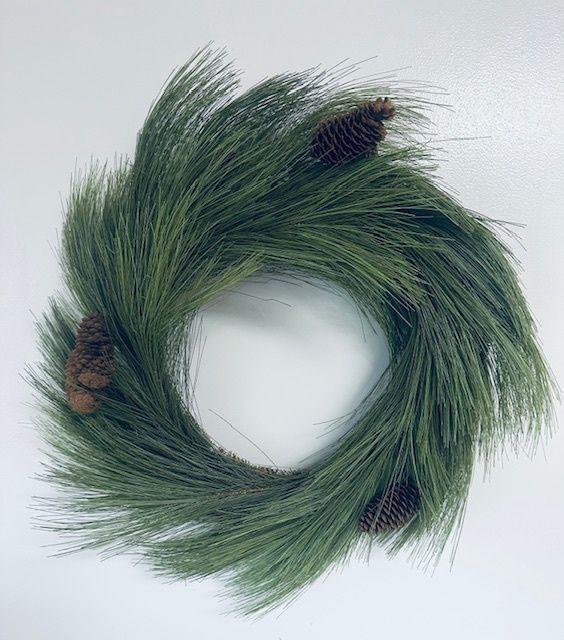 24&quot; Cascade Pine Wreath w pinecones