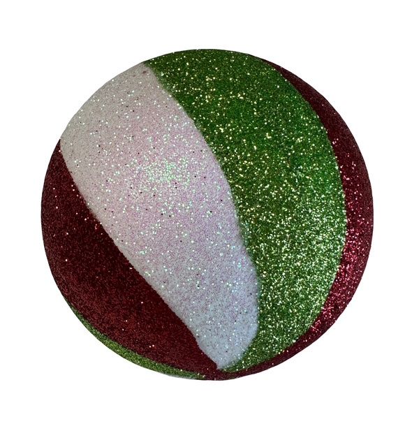 4&quot; Glitter Swirl Orn Red White and  Lime