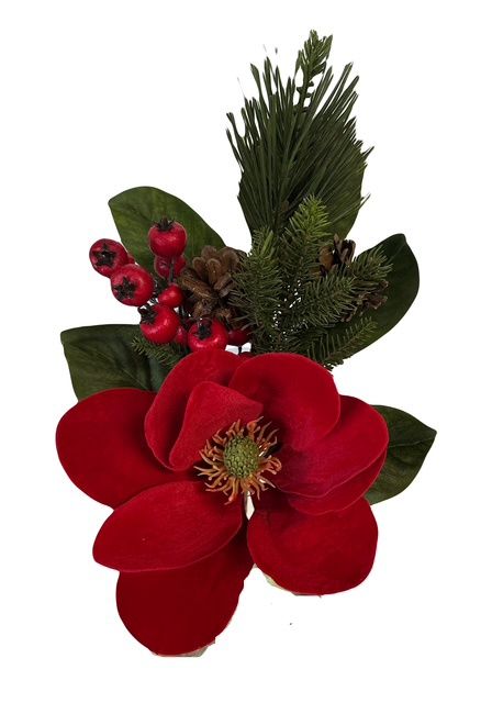 Magnolia Bloom with Berry Pick Red