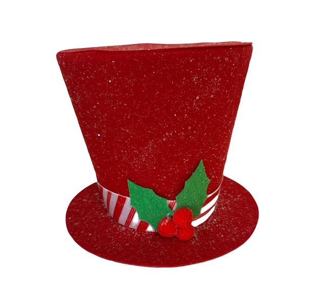 Top Hat Tree Topper Red with Green 9&quot;