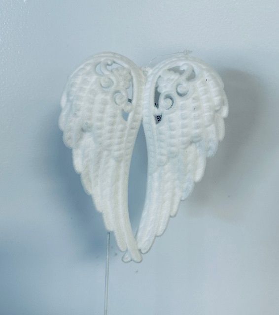 Angel Wings on pick  White Flocked