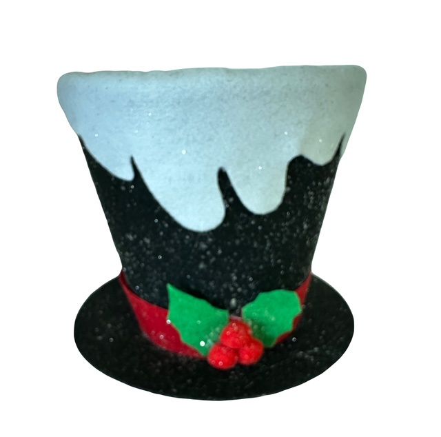 Top Hat Tree Topper Bk,Wt,Rd 9&quot;