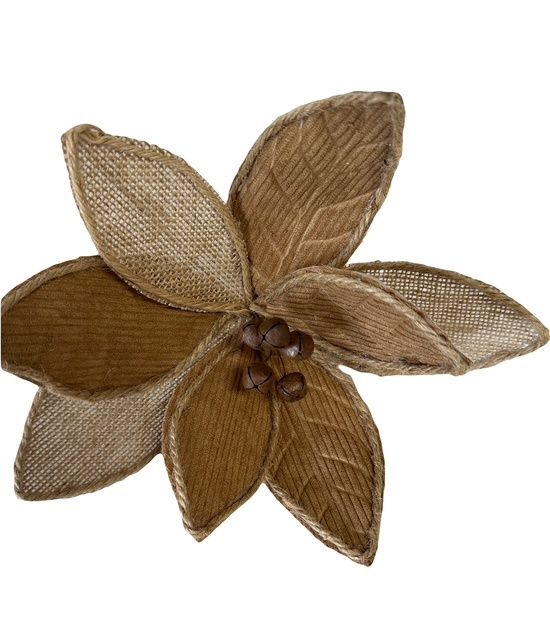 Burlap Poinsettia Pick Natural 19&quot;