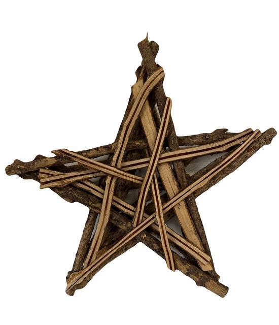 Star Ornament wooden vine 12&quot; Natural