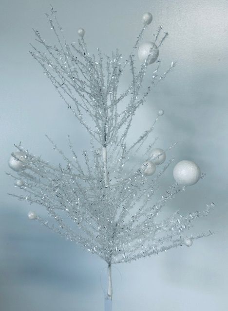 26&quot; Pine Glitter Ball Spray White