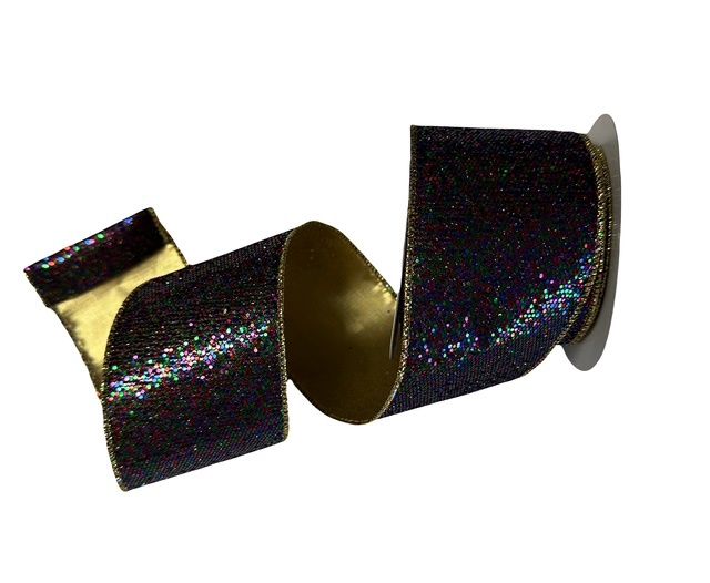 Multi Glitter/Gold 2.5&quot; x 10yds