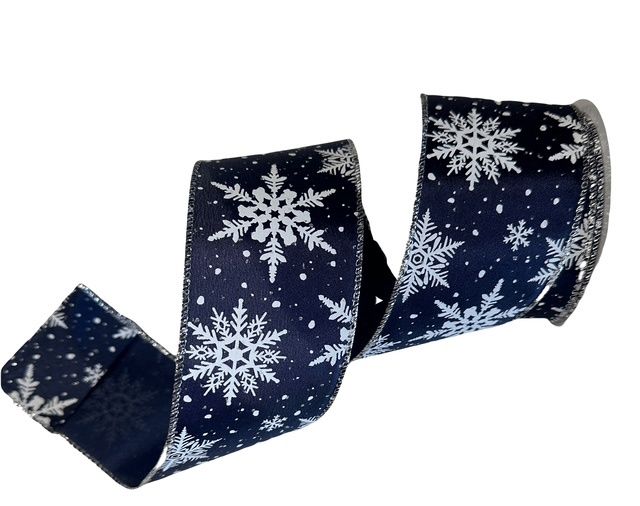 Navy Silver snowflake 2.5x10Yds