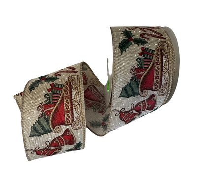 Natural Vintage Christmas 2.5" x 10yds