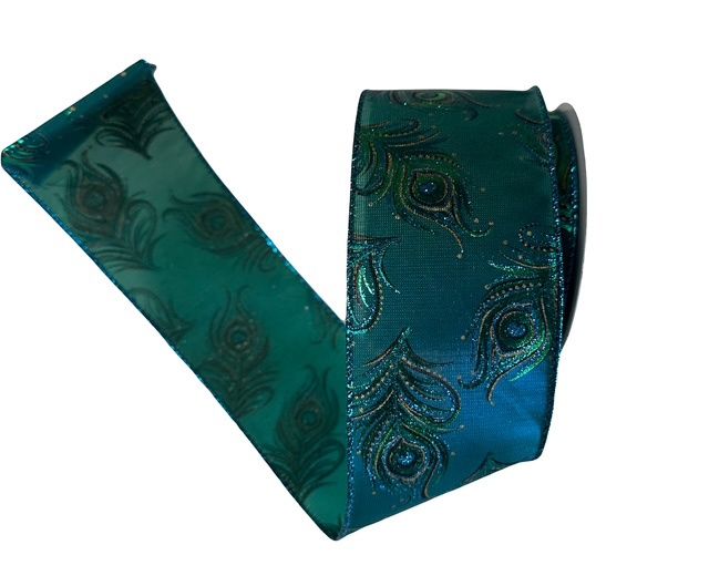 Peacock Metallic Ribbon 2.5&quot; x 10Yds