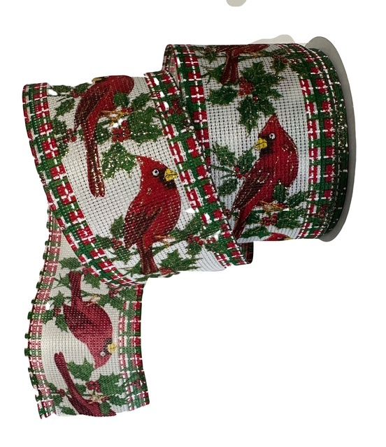 Ivory Faux Burlap Cardinal Ribbon 2.5x10Y