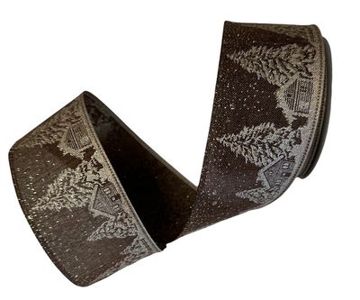 Brown Linen Cabins and Trees 2.5" x 10yds