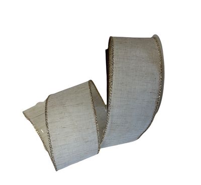 Ivory Canvas Gold Metallic Edge 2.5" x 10Yds