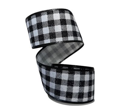 Wht Linen Blk GlitPld 2.5x10yds