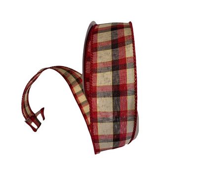 Red and Black Plaid Ribbon #09 10YDS