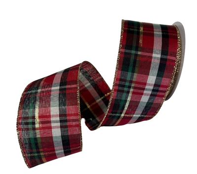 Plaid w Gld Trim #40 10yds
