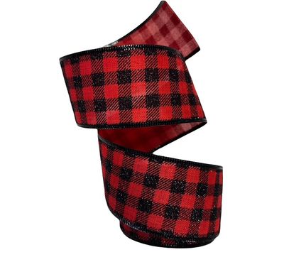 Red Linen Black Sparkle plaid 2.5x10yds