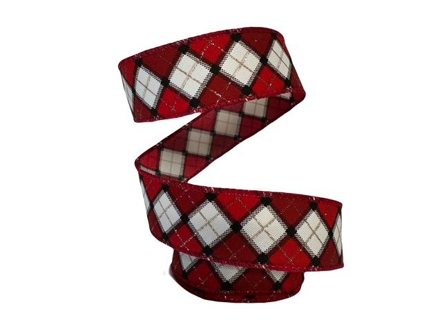Ivory Red Black Gold Plaid 1.5x10Yds