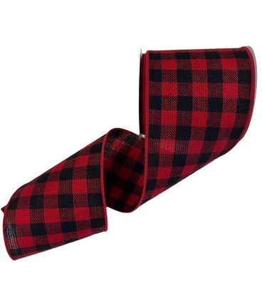 Red Black Buffalo plaid 4"x10Yds