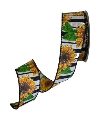 Linen  Sunflower Ribbon 1.5x10Yds