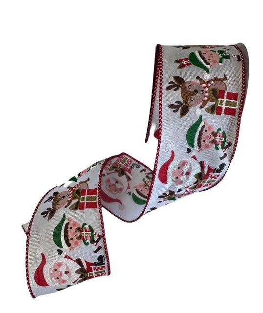 White Santa Elf Reindeer 2.5&quot;x10Yds