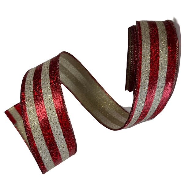 Red and gold woven metallic strip 1.5&quot; x 10yds
