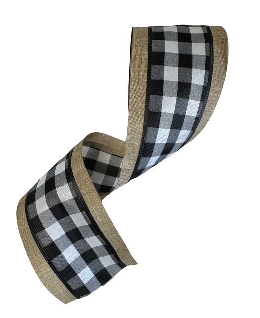Buffalo Plaid Nat Edge Black White 4&quot;x10yds