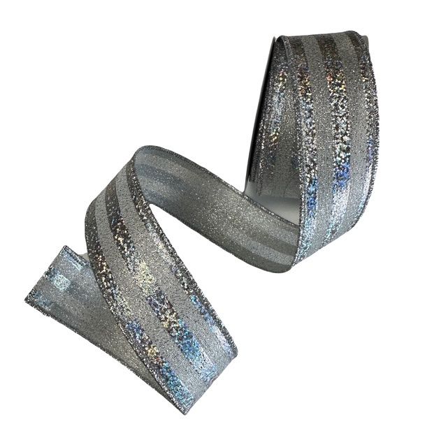 White Silver metallic stripe 1.5&quot; x 10yds