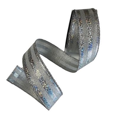 White Silver metallic stripe 1.5" x 10yds