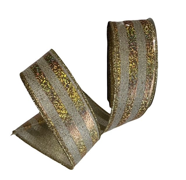Gold woven metallic stripe 1.5&quot; 10Yds