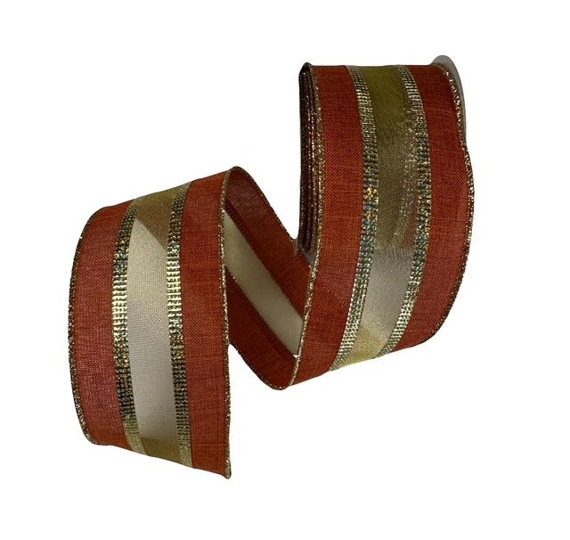 Rust Linen Gold Firefly 2.5&quot;x10Yds