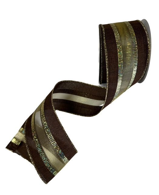 Brown Linen Gold Firefly 2.5&quot; x 10Yds