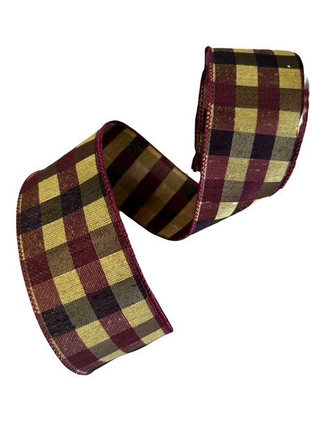 Fall Plaid burg cream ribbon 2.5 x 10Yds