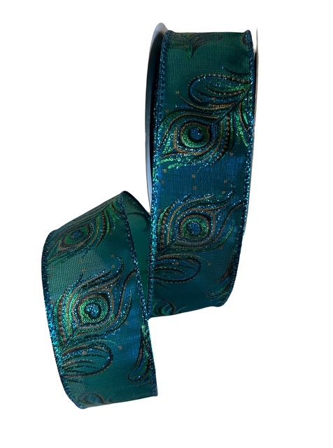 Peacock Metallic Feathers 1.5&quot; x 10Yds