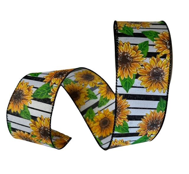 White Linen Black Sunflower 2.5x10Yds
