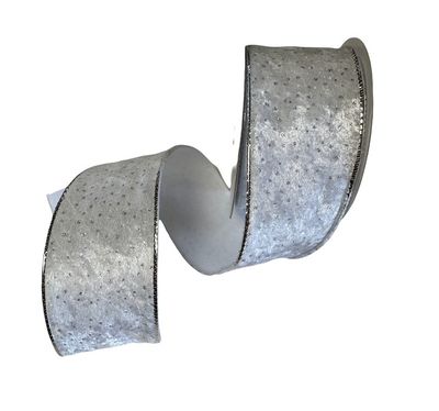 White and Silver Velvet Ribbon 2.5x10Y
